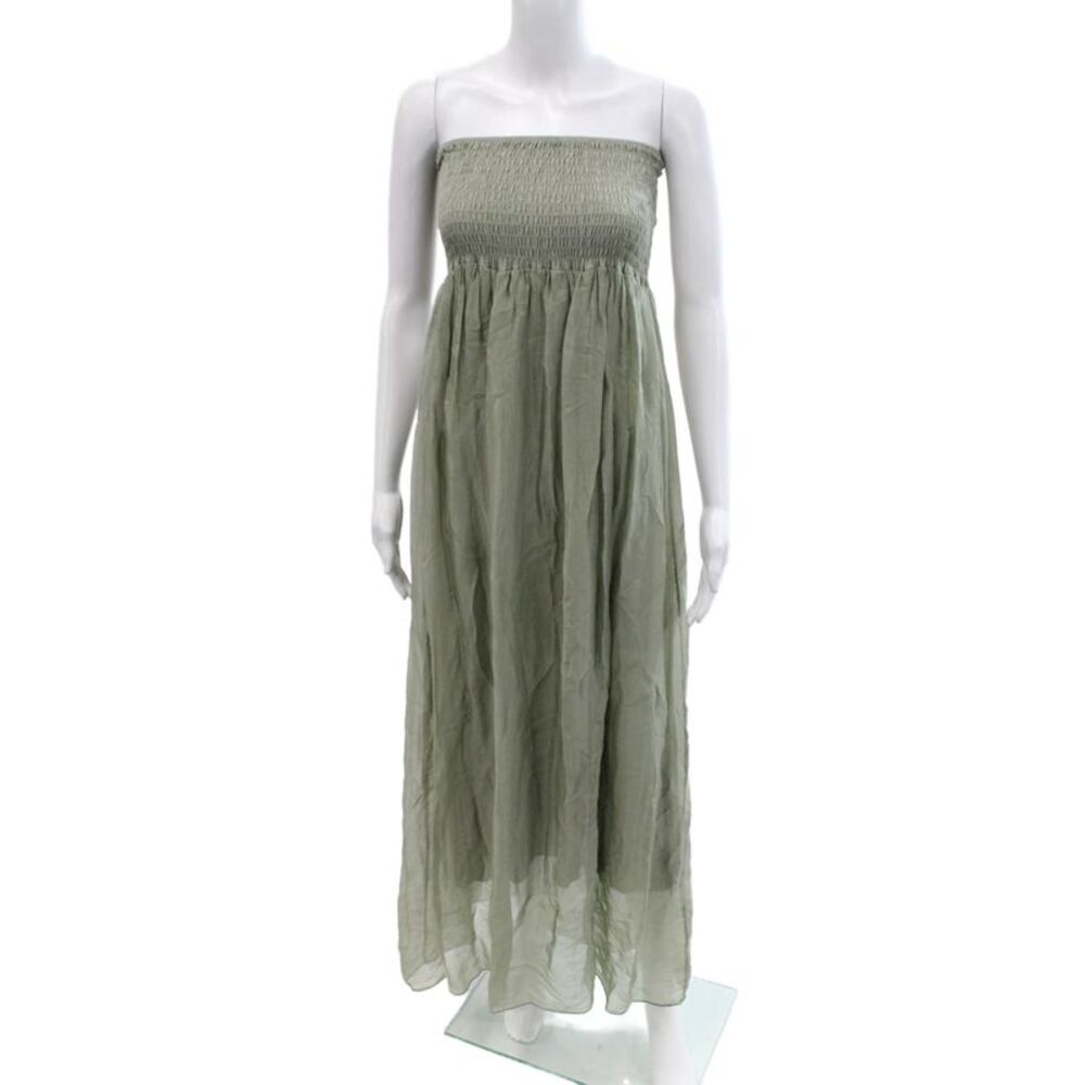 Aquavita Womens Strapless Smoacked Sleeveless Midi Dress Green Size L